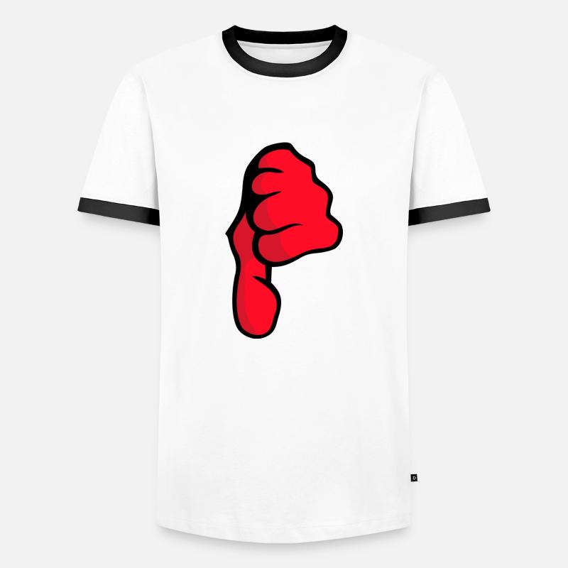 Daumen Runter - Männer Kontrast-T-Shirt - Weiß/Schwarz