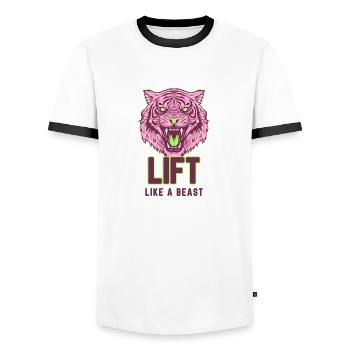 Heben Sie wie ein Tiertiger - Männer Kontrast-T-Shirt - Weiß/Schwarz - Vorne - AI Model Female 172 light (172cm) & AI Model Male 178 dark (178cm)