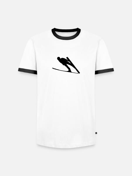Skispringer - Männer Kontrast-T-Shirt - Weiß/Schwarz