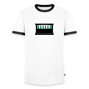 Bier Kiste - Männer Kontrast-T-Shirt - Weiß/Schwarz - Vorne - AI Model Female 172 light (172cm) & AI Model Male 178 dark (178cm)