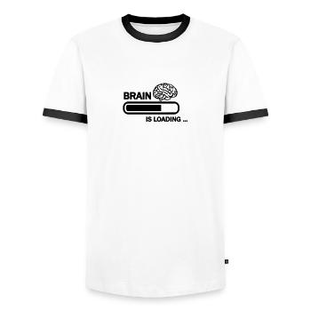 Brain loading - Men's Ringer Shirt - white/black - Front - AI Model Female 172 light (172cm) & AI Model Male 178 dark (178cm)
