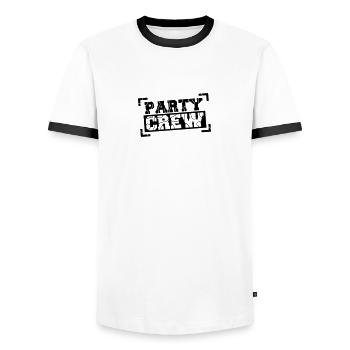 Party Crew Design - Men's Ringer Shirt - white/black - Front - AI Model Female 172 light (172cm) & AI Model Male 178 dark (178cm)