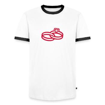 Hochzeitsringe - Wedding Rings - T-shirt contrasté Homme - blanc/noir - Devant - AI Model Female 172 light (172cm) & AI Model Male 178 dark (178cm)