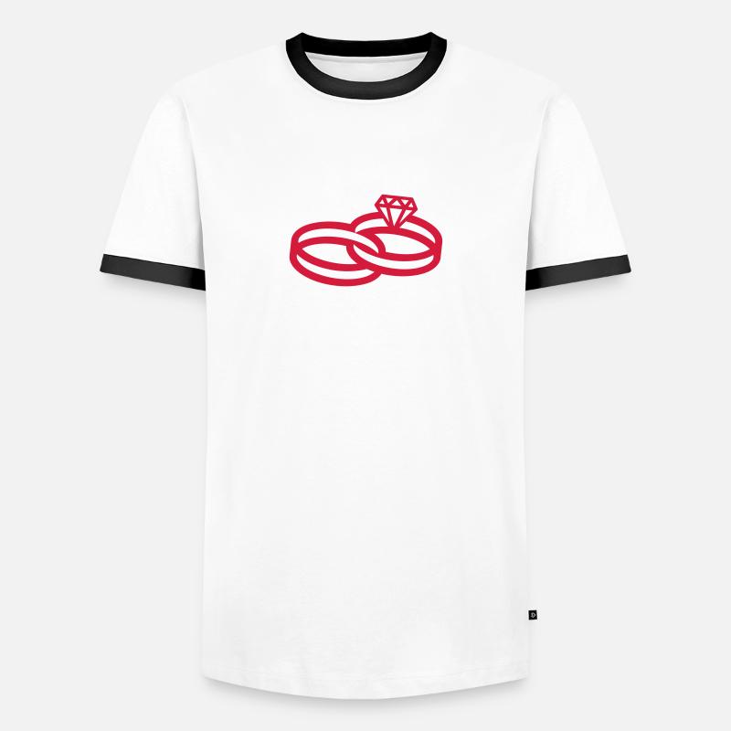 Hochzeitsringe - Wedding Rings - Männer Kontrast-T-Shirt - Weiß/Schwarz