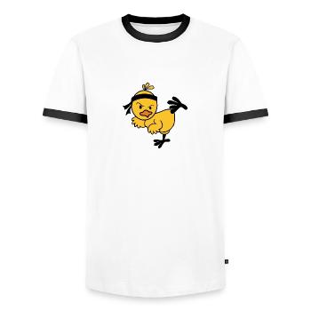 Karate Chick - Männer Kontrast-T-Shirt - Weiß/Schwarz - Vorne - AI Model Female 172 light (172cm) & AI Model Male 178 dark (178cm)