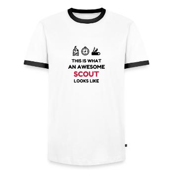 scout / scouting / scoutisme / guide - T-shirt contrasté Homme - blanc/noir - Devant - AI Model Female 172 light (172cm) & AI Model Male 178 dark (178cm)