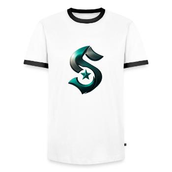 Soltan Original 7 - T-shirt contrasté Homme - blanc/noir - Devant - AI Model Female 172 light (172cm) & AI Model Male 178 dark (178cm)