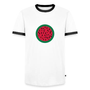melone - Männer Kontrast-T-Shirt - Weiß/Schwarz - Vorne - AI Model Female 172 light (172cm) & AI Model Male 178 dark (178cm)