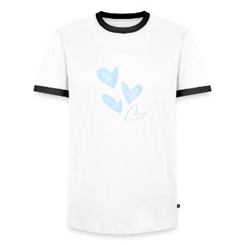 Herzen,hellblau, illustration, Herz, Liebe,love - Männer Kontrast-T-Shirt - Weiß/Schwarz - Vorne - AI Model Female 172 light (172cm) & AI Model Male 178 dark (178cm)