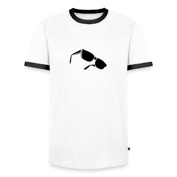 sunglasses dark glasses eighties porn cool sexy - T-shirt contrasté Homme - blanc/noir - Devant - AI Model Female 172 light (172cm) & AI Model Male 178 dark (178cm)