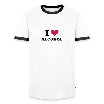 I Love Alcohol - Männer Kontrast-T-Shirt - Weiß/Schwarz - Vorne - AI Model Female 172 light (172cm) & AI Model Male 178 dark (178cm)