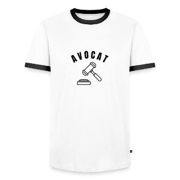Lawyer Collection - Profession - Men's Ringer Shirt - white/black - Front - AI Model Female 172 light (172cm) & AI Model Male 178 dark (178cm)