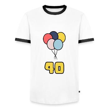 JAHRESTAG. ALLES GUTE ZUM GEBURTSTAG. ALLES GUTE ZUM GEBURTSTAG. - Männer Kontrast-T-Shirt - Weiß/Schwarz - Vorne - AI Model Female 172 light (172cm) & AI Model Male 178 dark (178cm)