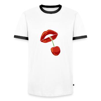 Dessert aux cerises aux craquelins Make-up artist poison - T-shirt contrasté Homme - blanc/noir - Devant - AI Model Female 172 light (172cm) & AI Model Male 178 dark (178cm)