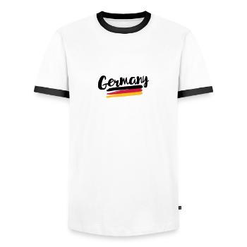 Germany flag – flag of Germany - Men's Ringer Shirt - white/black - Front - AI Model Female 172 light (172cm) & AI Model Male 178 dark (178cm)