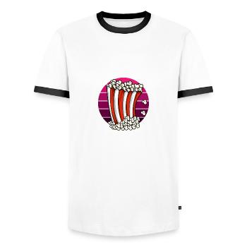 Movie Snacks Moviegoers Poison - Men's Ringer Shirt - white/black - Front - AI Model Female 172 light (172cm) & AI Model Male 178 dark (178cm)