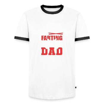 The Fart Father Funny Father Gift - Men's Ringer Shirt - white/black - Front - AI Model Female 172 light (172cm) & AI Model Male 178 dark (178cm)