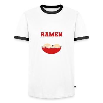 Ramen et Chill Chill Personne Cadeau - T-shirt contrasté Homme - blanc/noir - Devant - AI Model Female 172 light (172cm) & AI Model Male 178 dark (178cm)