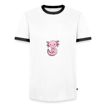 If common sense is more often funny - Men's Ringer Shirt - white/black - Front - AI Model Female 172 light (172cm) & AI Model Male 178 dark (178cm)