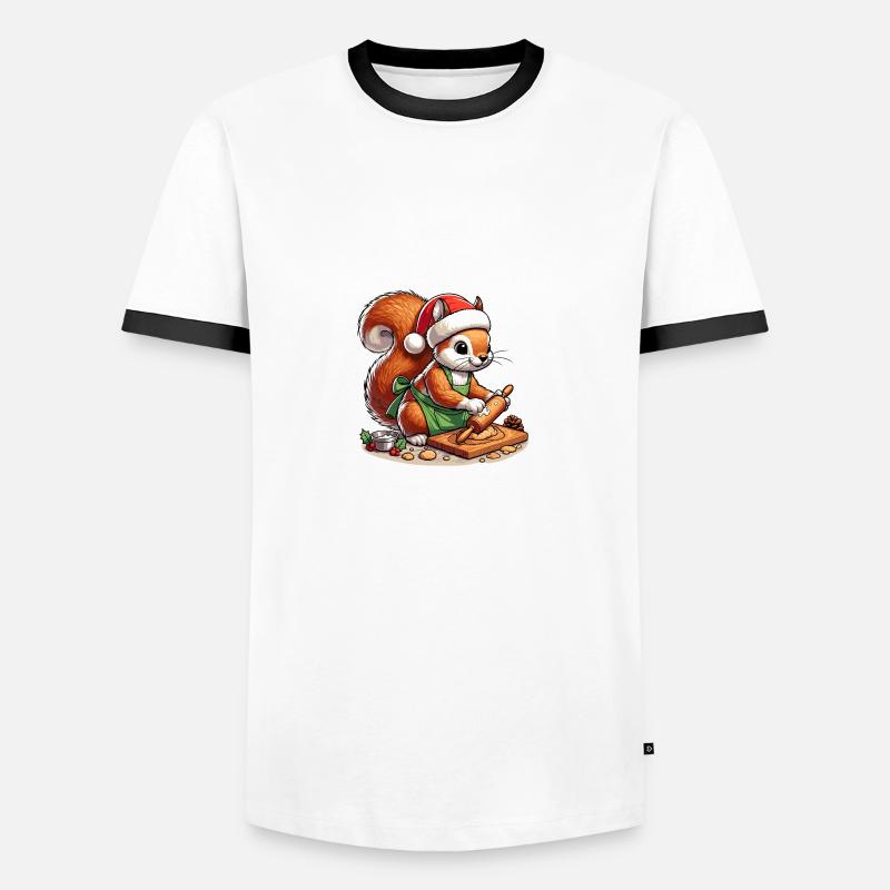 Baking Squirrel - Men's Ringer Shirt - white/black