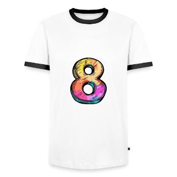 Bande dessinée à 8 chiffres - T-shirt contrasté Homme - blanc/noir - Devant - AI Model Female 172 light (172cm) & AI Model Male 178 dark (178cm)