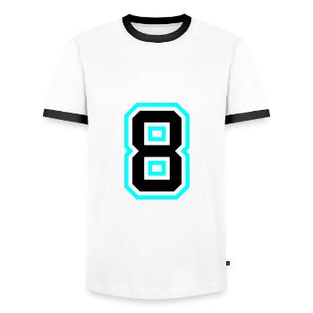 8 Number symbol - Men's Ringer Shirt - white/black - Front - AI Model Female 172 light (172cm) & AI Model Male 178 dark (178cm)
