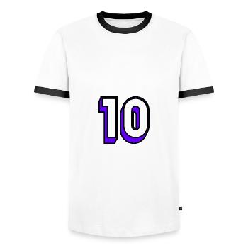 10. 10 YEARS. 10TH ANNIVERSARY. BIRTHDAY 10 YEARS. - Men's Ringer Shirt - white/black - Front - AI Model Female 172 light (172cm) & AI Model Male 178 dark (178cm)
