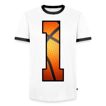 Kinder 1. Geburtstag Basketballspieler 1 Jahr alt - Männer Kontrast-T-Shirt - Weiß/Schwarz - Vorne - AI Model Female 172 light (172cm) & AI Model Male 178 dark (178cm)