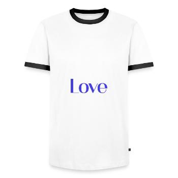 ICH LIEBE DICH. LIEBE. PAAR. ICH HABE GERADE GEHEIRATET. Junggesellinnenabschied - Männer Kontrast-T-Shirt - Weiß/Schwarz - Vorne - AI Model Female 172 light (172cm) & AI Model Male 178 dark (178cm)