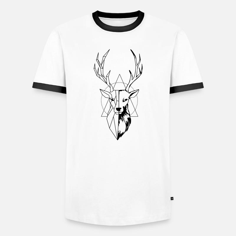 Hirsch - Männer Kontrast-T-Shirt - Weiß/Schwarz