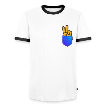 Shirt Pocket Peace Breast Bags Print Design vauART - Men's Ringer Shirt - white/black - Front - AI Model Female 172 light (172cm) & AI Model Male 178 dark (178cm)