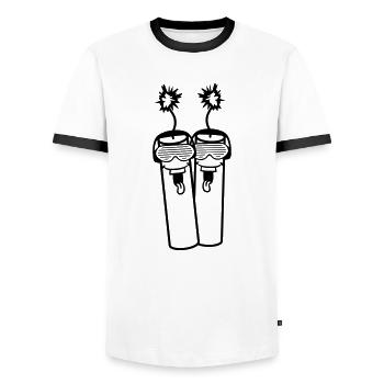 2 amis équipe duo party dj musique cool face lac - T-shirt contrasté Homme - blanc/noir - Devant - AI Model Female 172 light (172cm) & AI Model Male 178 dark (178cm)
