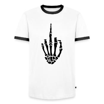 middle finger skull - Männer Kontrast-T-Shirt - Weiß/Schwarz - Vorne - AI Model Female 172 light (172cm) & AI Model Male 178 dark (178cm)