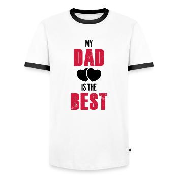 Papa c'est le meilleur / cadeau humour enfant - T-shirt contrasté Homme - blanc/noir - Devant - AI Model Female 172 light (172cm) & AI Model Male 178 dark (178cm)