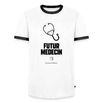 Futur médecin - T-shirt contrasté Homme - blanc/noir - Devant - AI Model Female 172 light (172cm) & AI Model Male 178 dark (178cm)