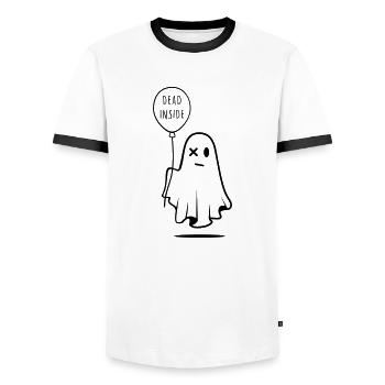 Geist mit Ballon - Männer Kontrast-T-Shirt - Weiß/Schwarz - Vorne - AI Model Female 172 light (172cm) & AI Model Male 178 dark (178cm)