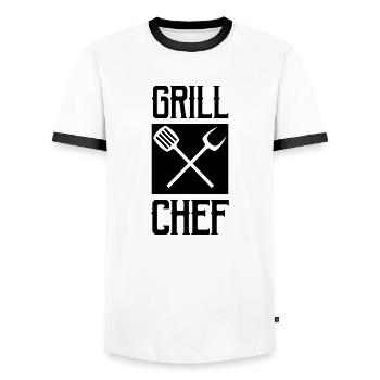 Grill Chef - Men's Ringer Shirt - white/black - Front - AI Model Female 172 light (172cm) & AI Model Male 178 dark (178cm)