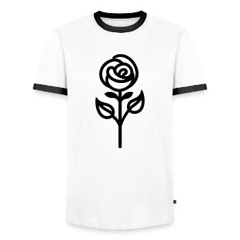 Pink Flower - Men's Ringer Shirt - white/black - Front - AI Model Female 172 light (172cm) & AI Model Male 178 dark (178cm)