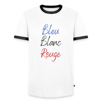 Bleu blanc rouge - T-shirt contrasté Homme - blanc/noir - Devant - AI Model Female 172 light (172cm) & AI Model Male 178 dark (178cm)