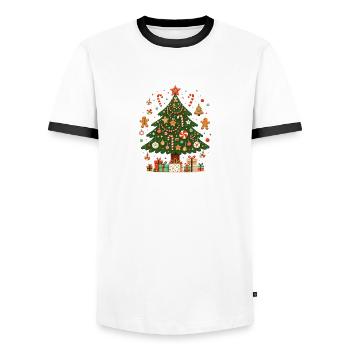 Creative Christmas Tree - Men's Ringer Shirt - white/black - Front - AI Model Female 172 light (172cm) & AI Model Male 178 dark (178cm)