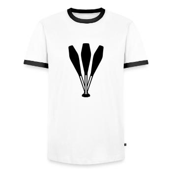 Juggling pins - Men's Ringer Shirt - white/black - Front - AI Model Female 172 light (172cm) & AI Model Male 178 dark (178cm)