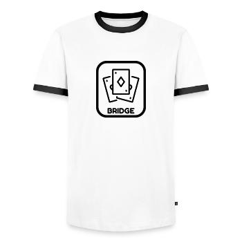 Bridge Card game Kartenspiel Jeu de cartes - Men's Ringer Shirt - white/black - Front - AI Model Female 172 light (172cm) & AI Model Male 178 dark (178cm)