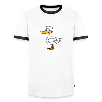 Duck - Men's Ringer Shirt - white/black - Front - AI Model Female 172 light (172cm) & AI Model Male 178 dark (178cm)