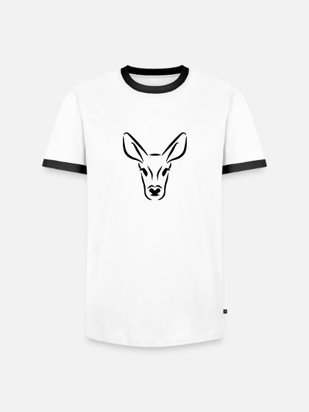 Reh - Männer Kontrast-T-Shirt - Weiß/Schwarz