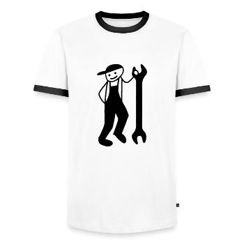 Artisans avec clé - T-shirt contrasté Homme - blanc/noir - Devant - AI Model Female 172 light (172cm) & AI Model Male 178 dark (178cm)
