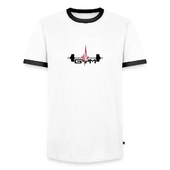 gym text logo gewicht heben puls frequenz herzschl - Männer Kontrast-T-Shirt - Weiß/Schwarz - Vorne - AI Model Female 172 light (172cm) & AI Model Male 178 dark (178cm)