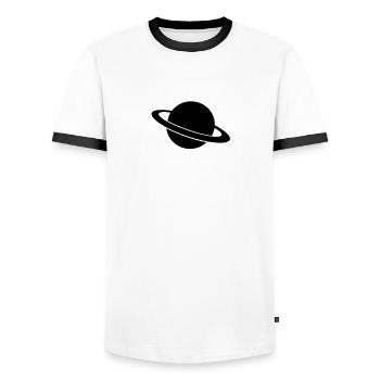 planet - Men's Ringer Shirt - white/black - Front - AI Model Female 172 light (172cm) & AI Model Male 178 dark (178cm)