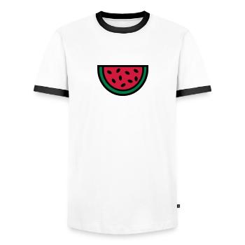 Melone - Männer Kontrast-T-Shirt - Weiß/Schwarz - Vorne - AI Model Female 172 light (172cm) & AI Model Male 178 dark (178cm)