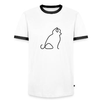 Pomeranian - Männer Kontrast-T-Shirt - Weiß/Schwarz - Vorne - AI Model Female 172 light (172cm) & AI Model Male 178 dark (178cm)
