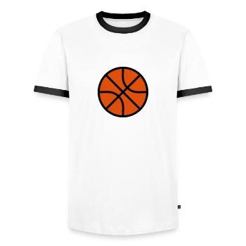Basketball Icon Logo - Men's Ringer Shirt - white/black - Front - AI Model Female 172 light (172cm) & AI Model Male 178 dark (178cm)